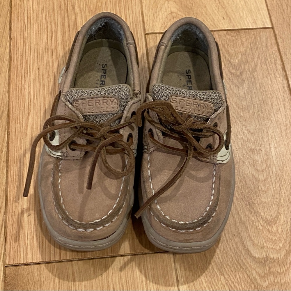 Sperry Topsider Little Kid size 10M Tan Leather Boat Shoe